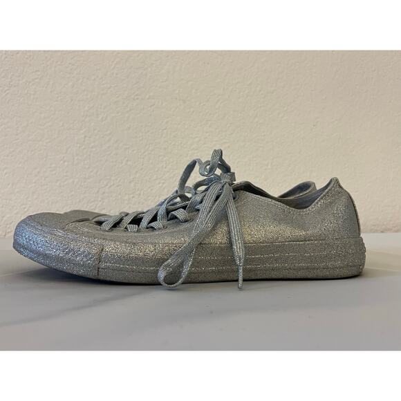 Converse Glitter Low Top Sneakers Shoes Womens Size 10 Silver Y2K - Picture 10 of 12